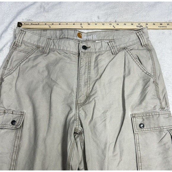 Carhartt Relaxed Fit Men's Size 38x33 Canvas Biege Tan Cargo Pants 100272-232 - Picture 5 of 12